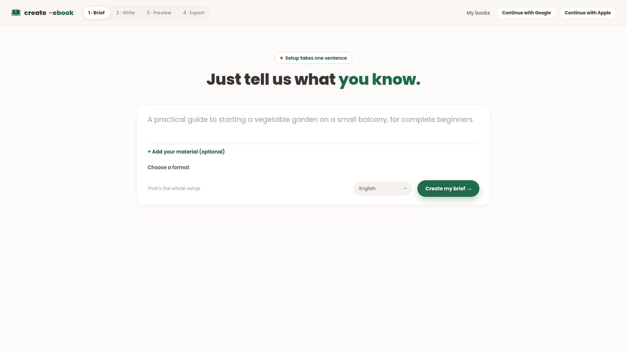create-ebook — Describe your book in one sentence