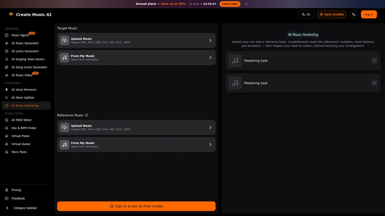 Create Music AI — Clean up and master the audio