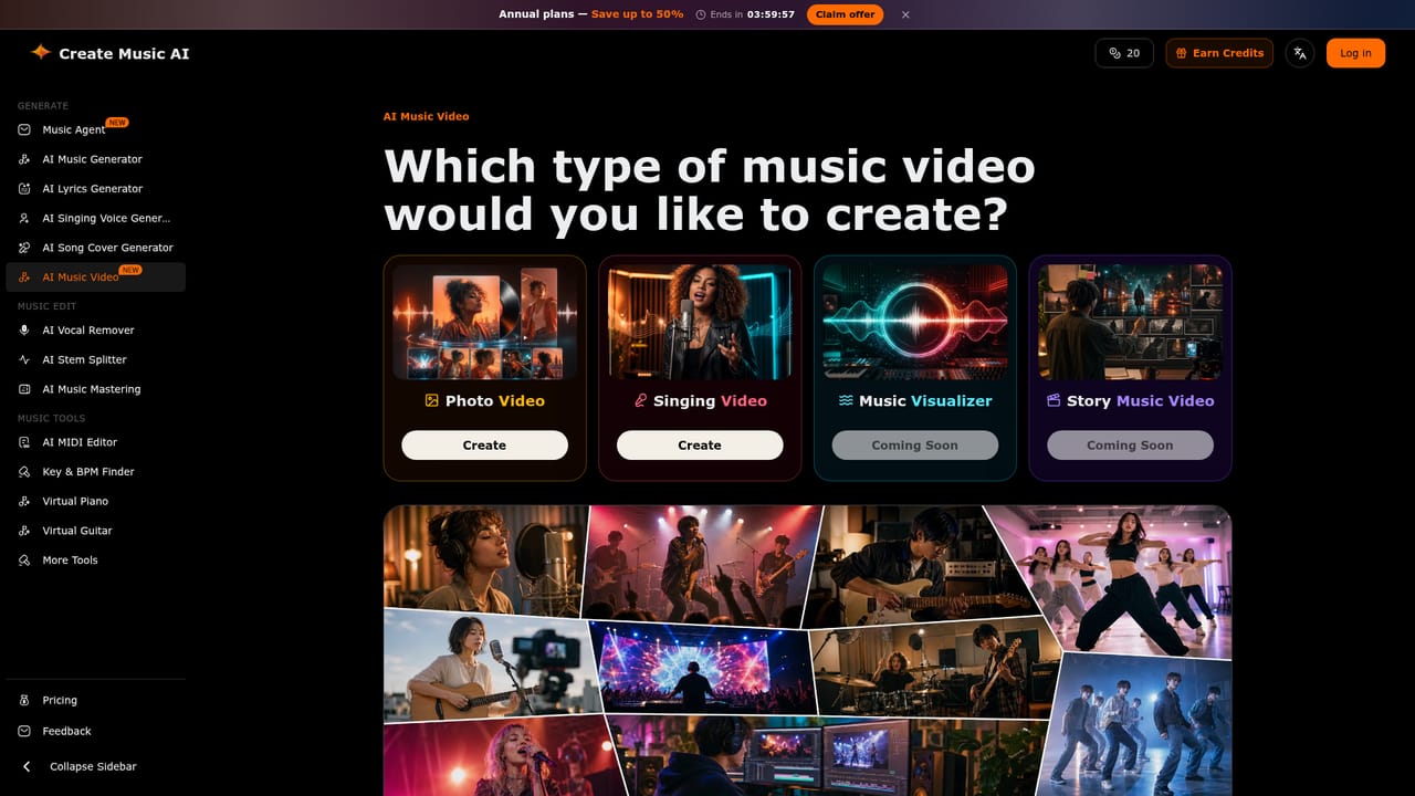 Create Music AI — Turn the track into a video