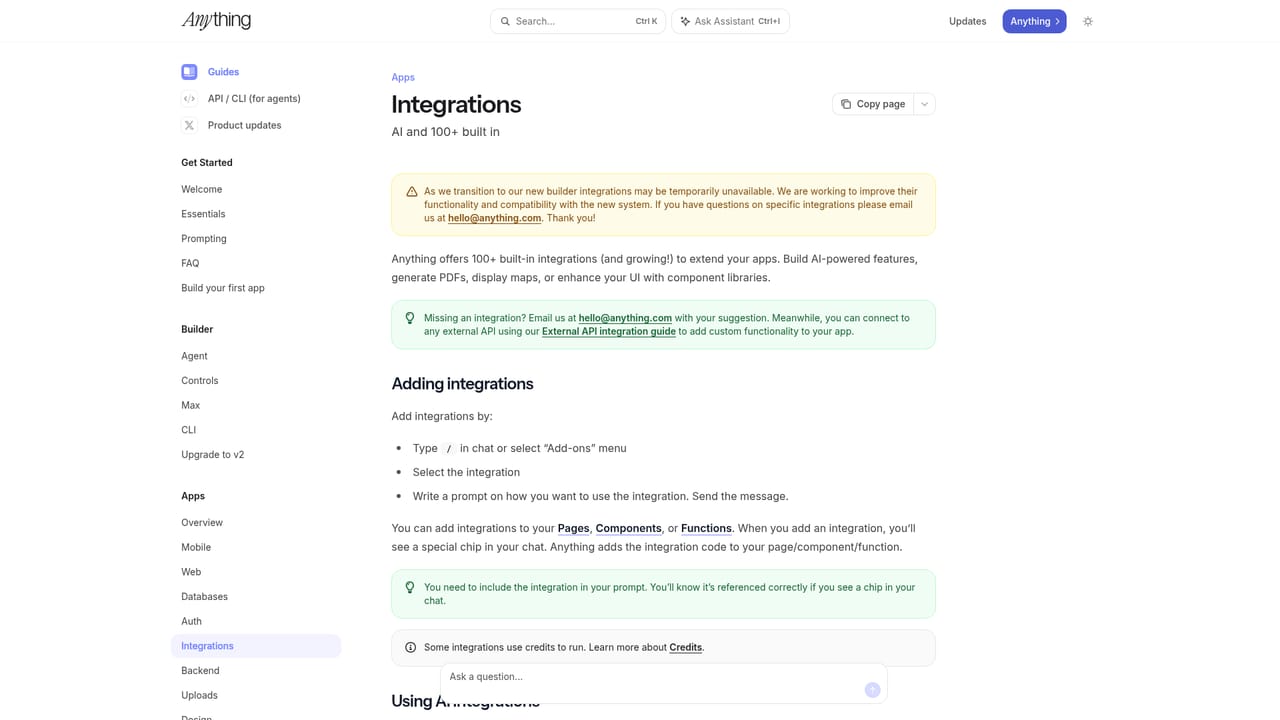 Create — Connect payments and integrations