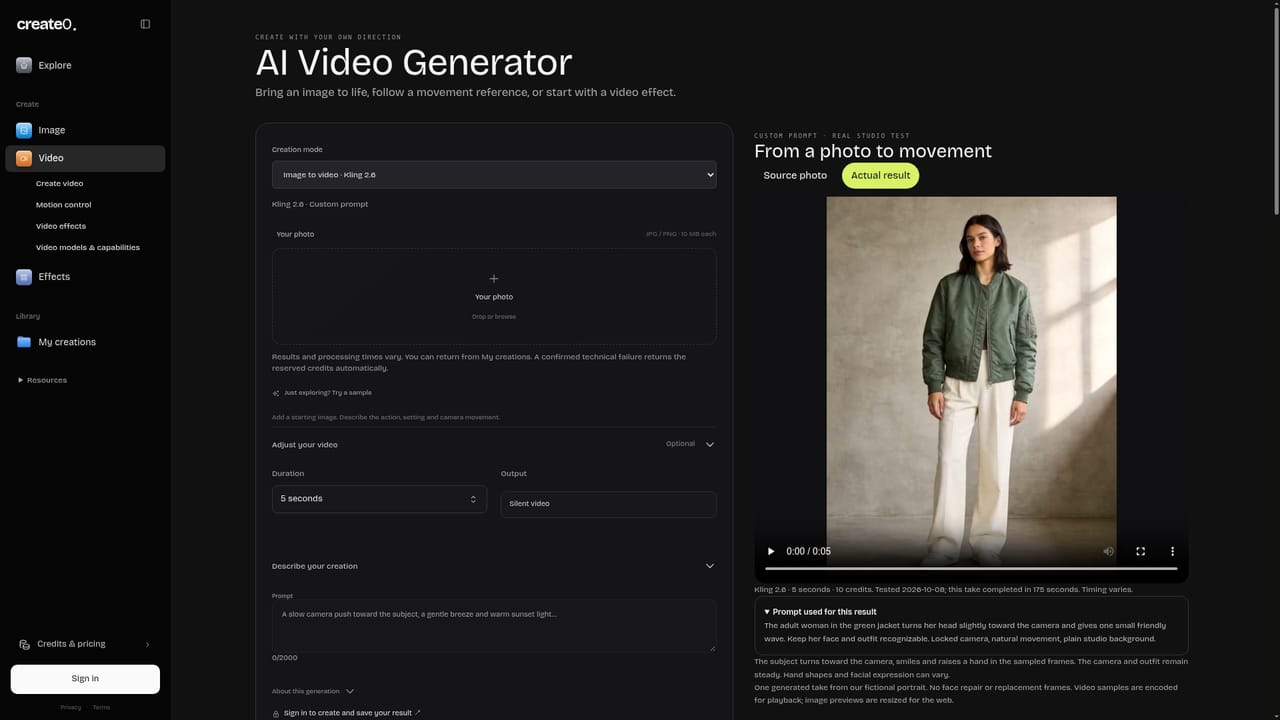 Create0 — Bring a still image into motion