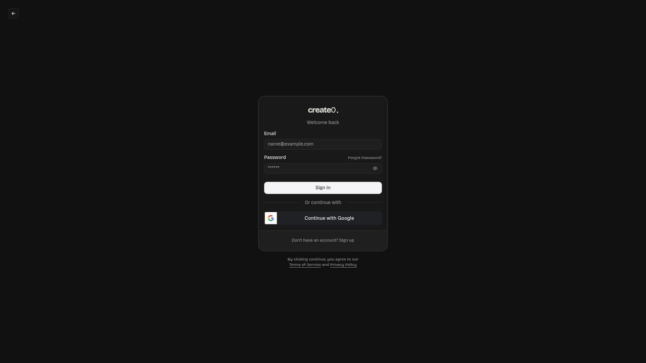 Create0 — Buy credits and check your balance
