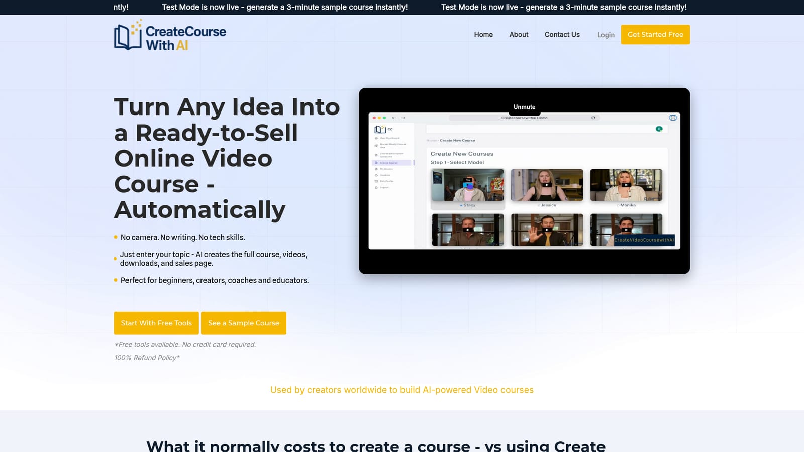 CreateCourseWithAI — Validate a course idea with the free Market Idea Generator