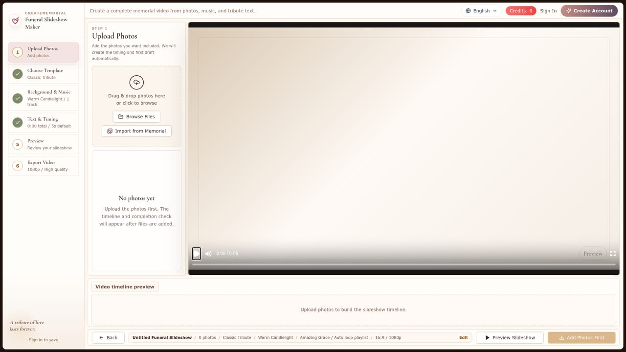 CreateMemorial — Build the funeral slideshow