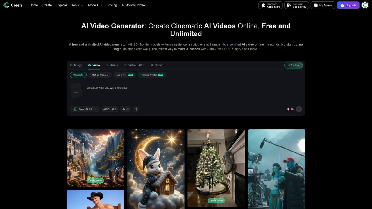 Creen AI — Pick a model and generate