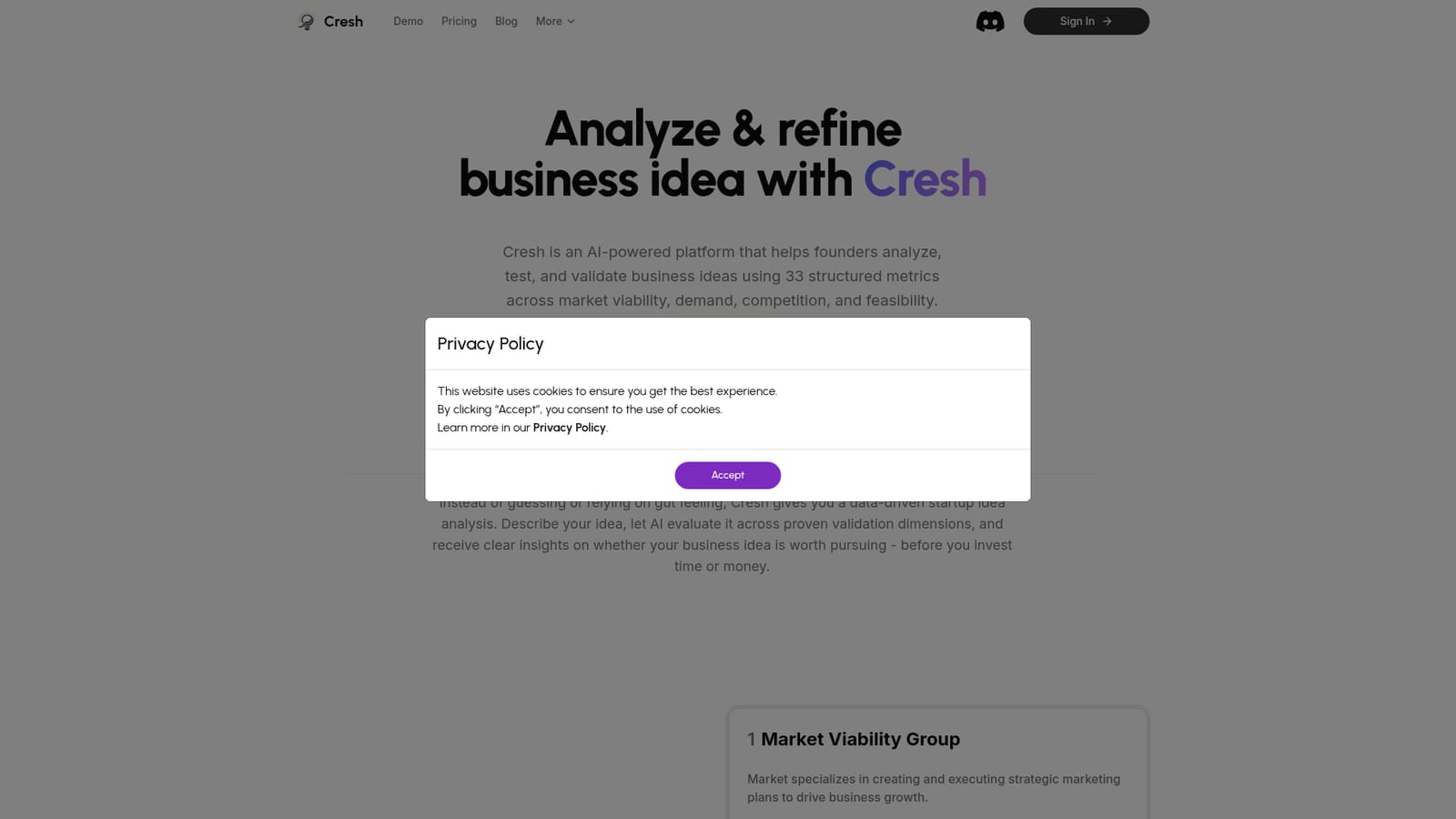 Cresh — Describe your idea in the wizard