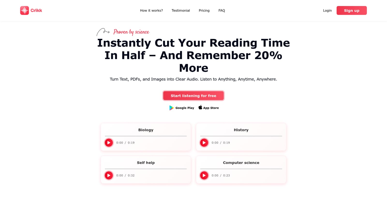 Crikk — Create a free account
