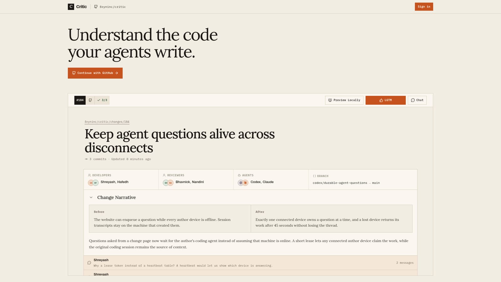 Critic — Sign in with GitHub