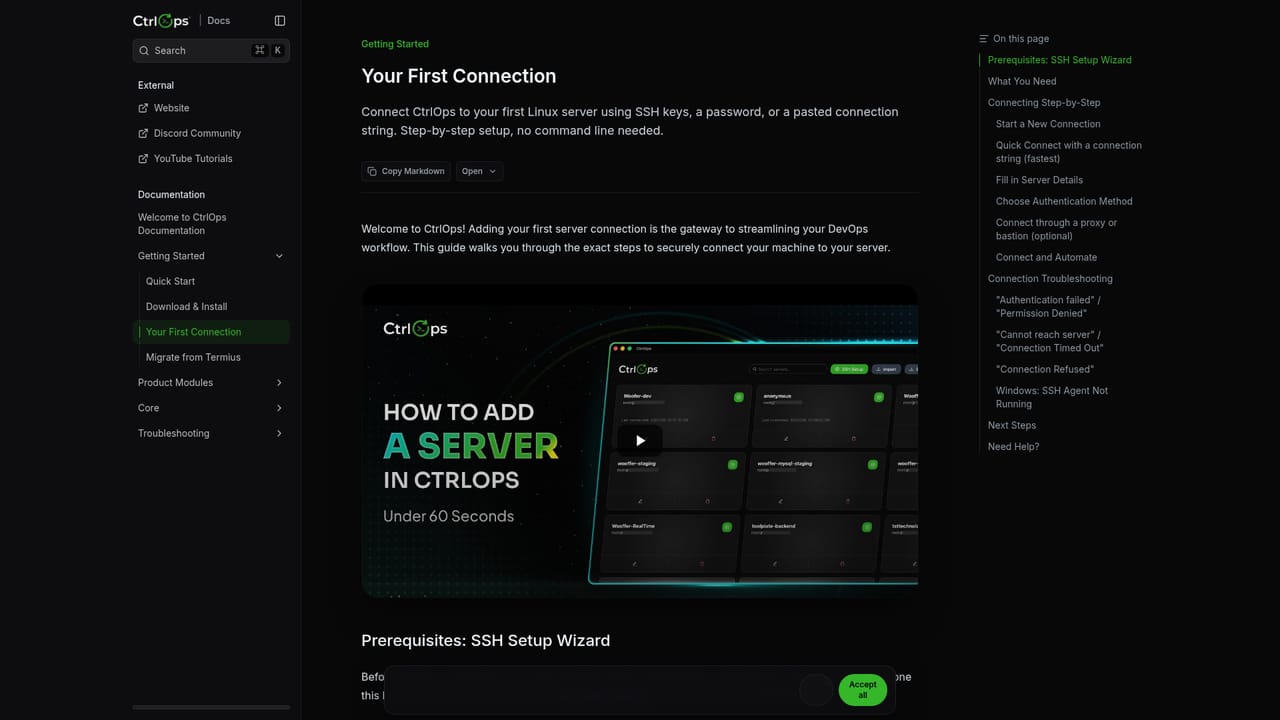 CtrlOps — Add your first server