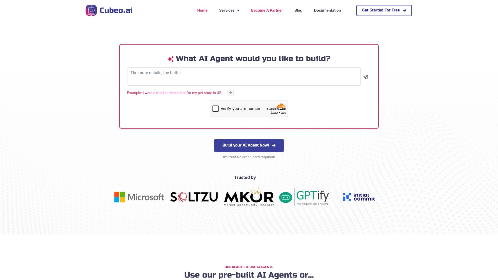 Cubeo — Pick a pre-built agent or start from scratch