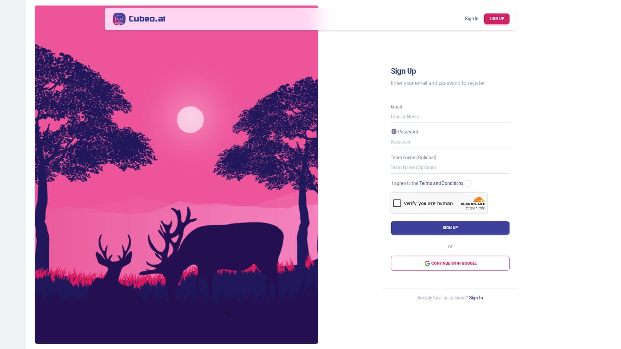 Cubeo — Create a free account