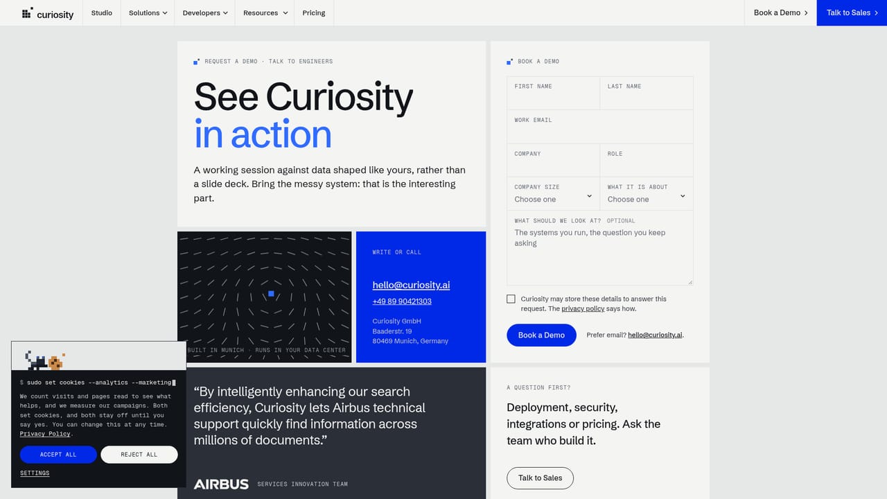 Curiosity.AI — Book a demo and scope the first tool