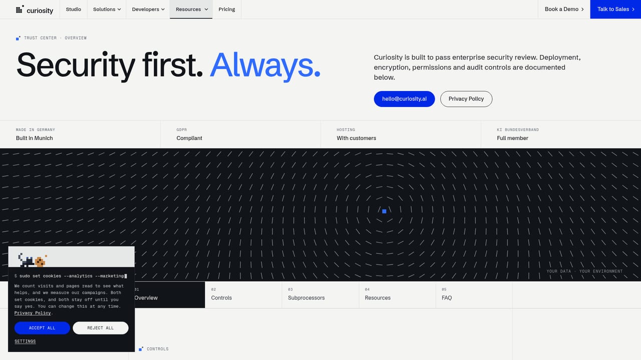 Curiosity.AI — Check the trust center before security review