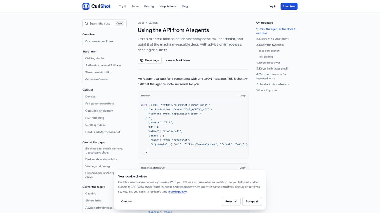 CurlShot — Connect an AI agent through the MCP server