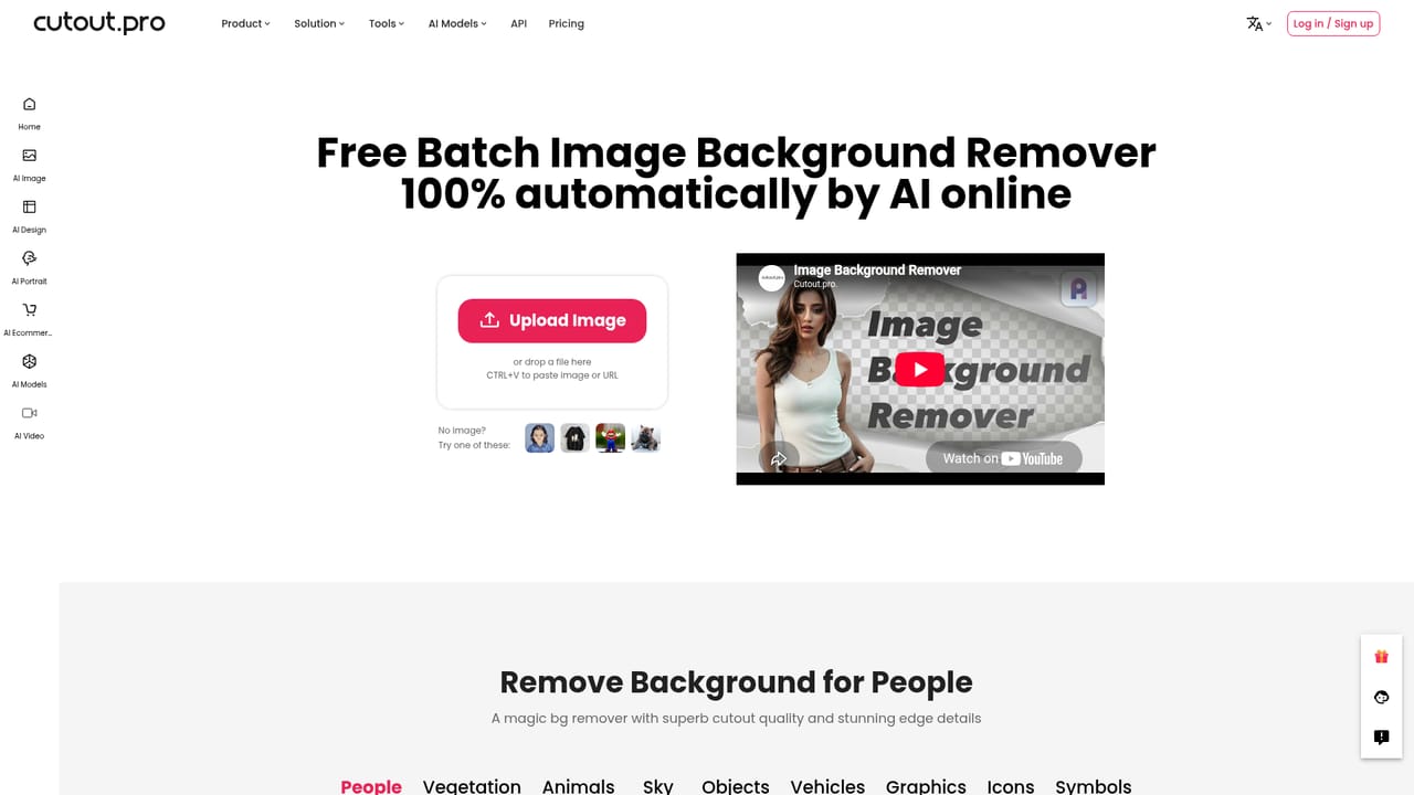 Cutout.Pro — Upload an image and run the first pass