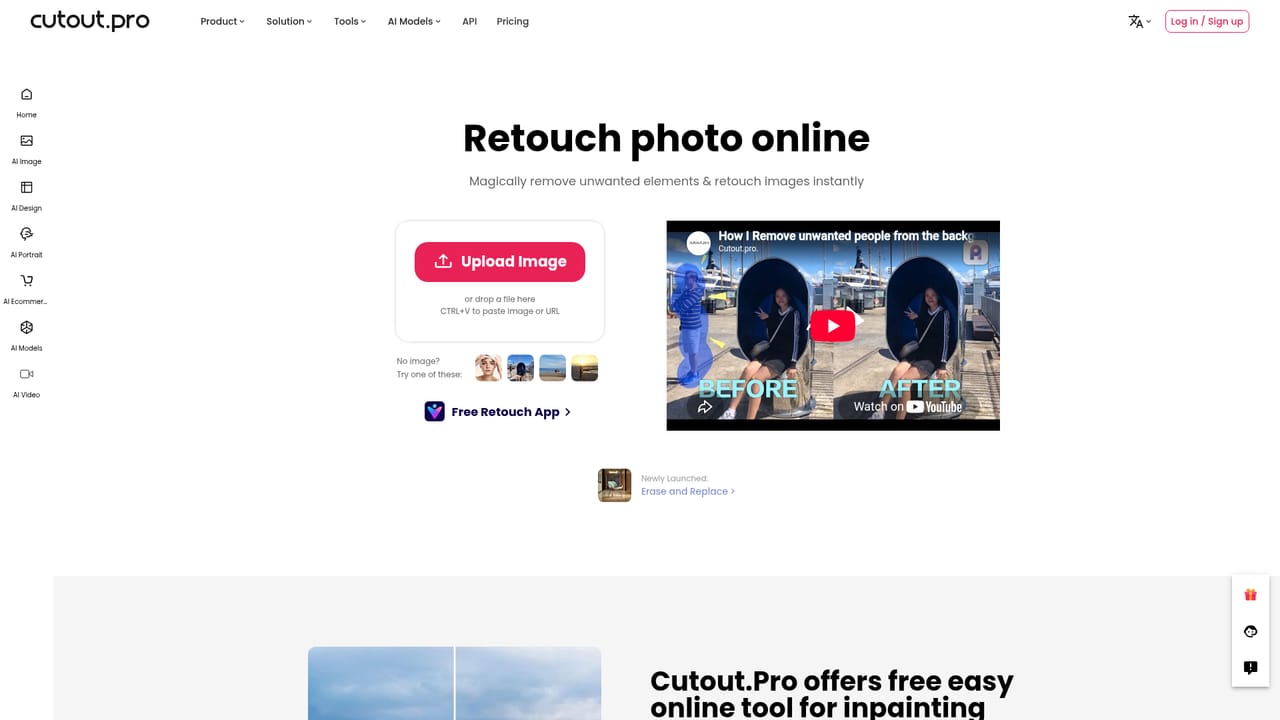 Cutout.Pro — Clean up with retouch and enhancement