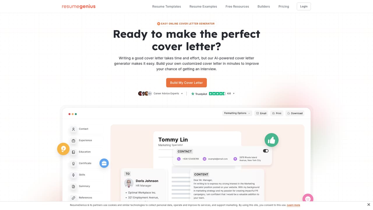 CV Genius — Add a cover letter