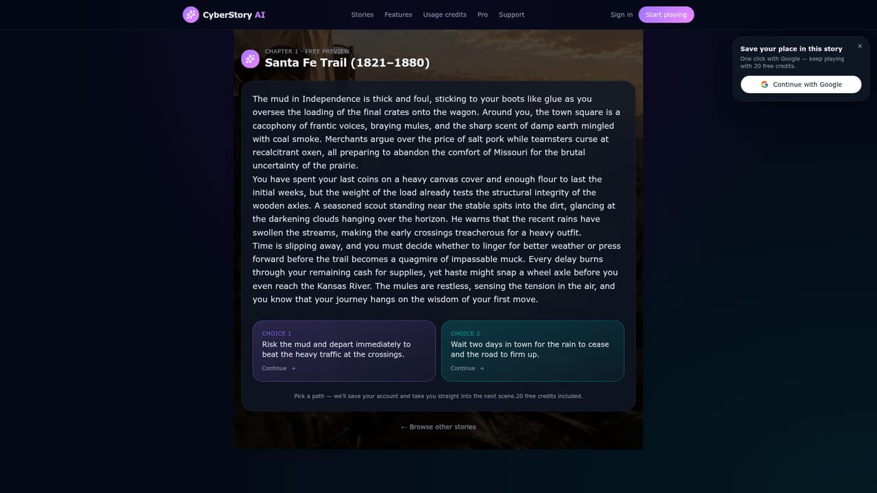 CyberStory — Make your first branching choice