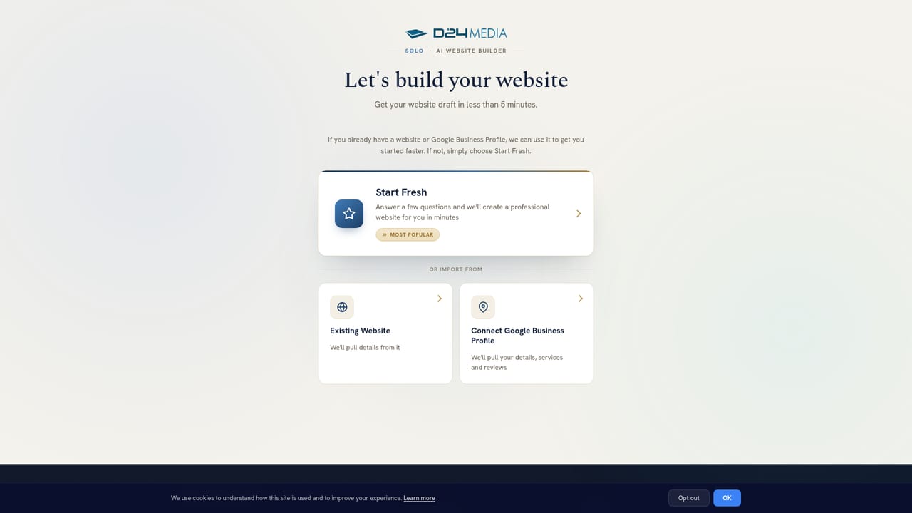 D24 MEDIA — Start a SOLO site