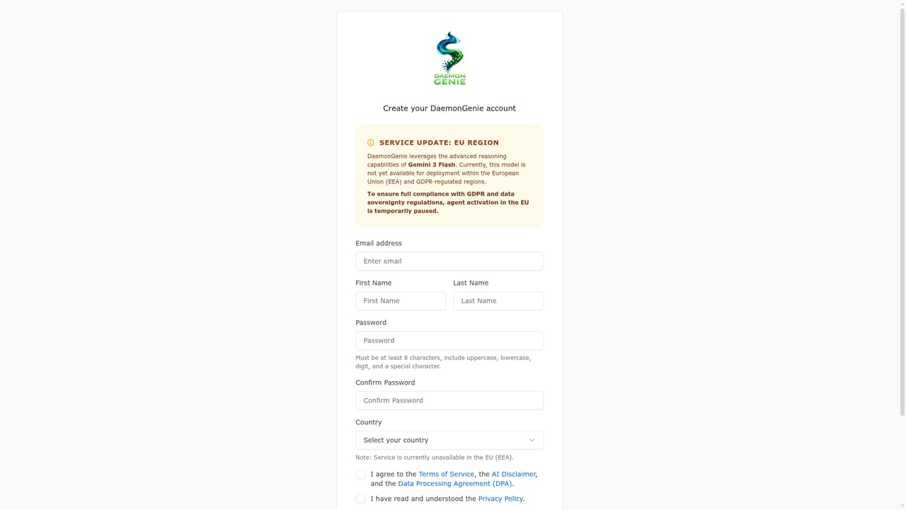 DaemonGenie — Create your DaemonGenie account