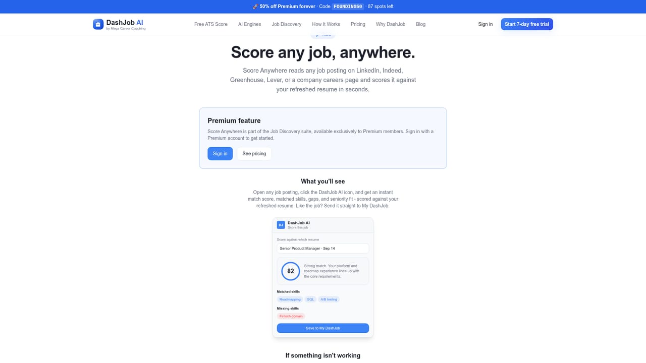 DashJob AI — Score postings found elsewhere