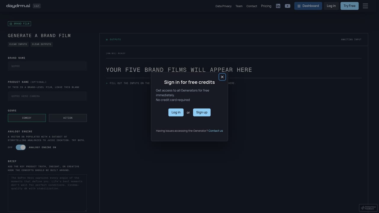 Daydrm.ai — Turn a concept into script and keyframes