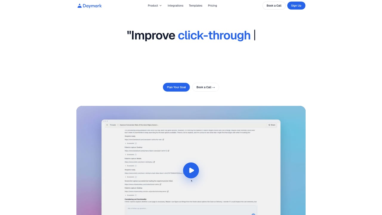 Daymark — Set a goal and review experiments