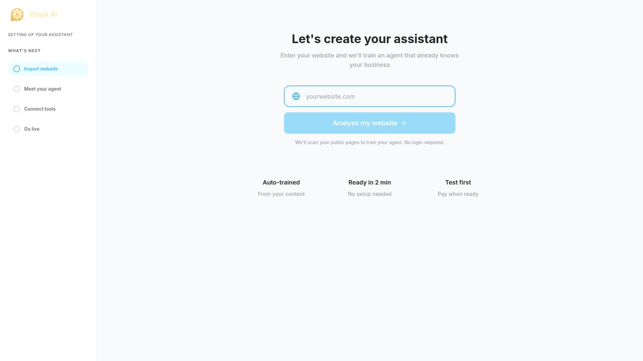 Daysi AI — Scan your site to build the agent