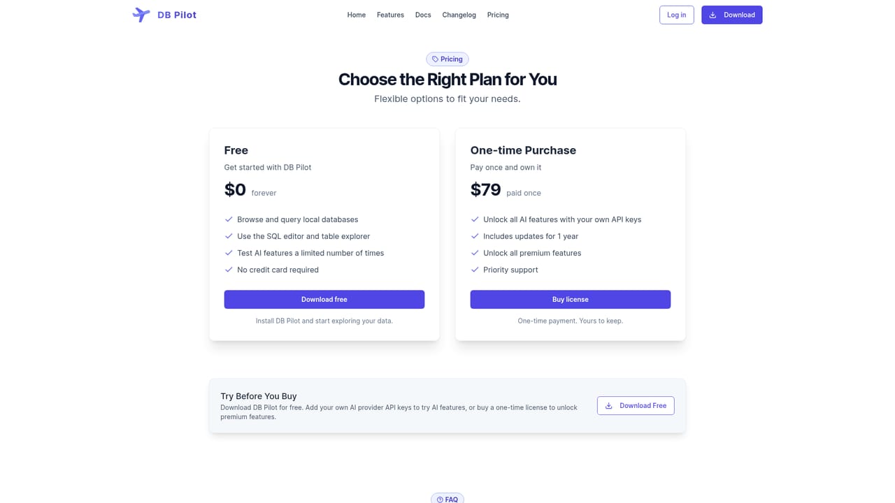 DB Pilot — Choose a plan