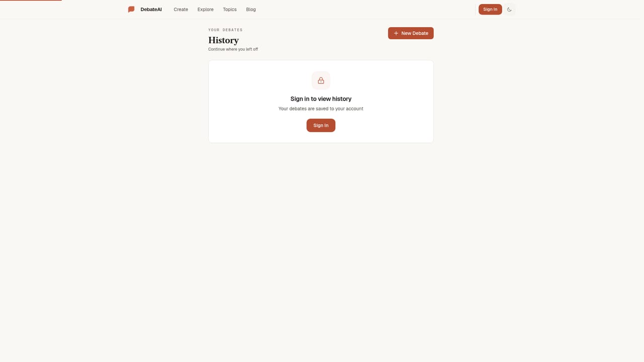DebateAI — Review past sessions