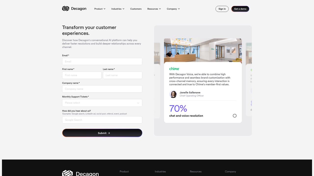 Decagon — Request a demo and scope the use case