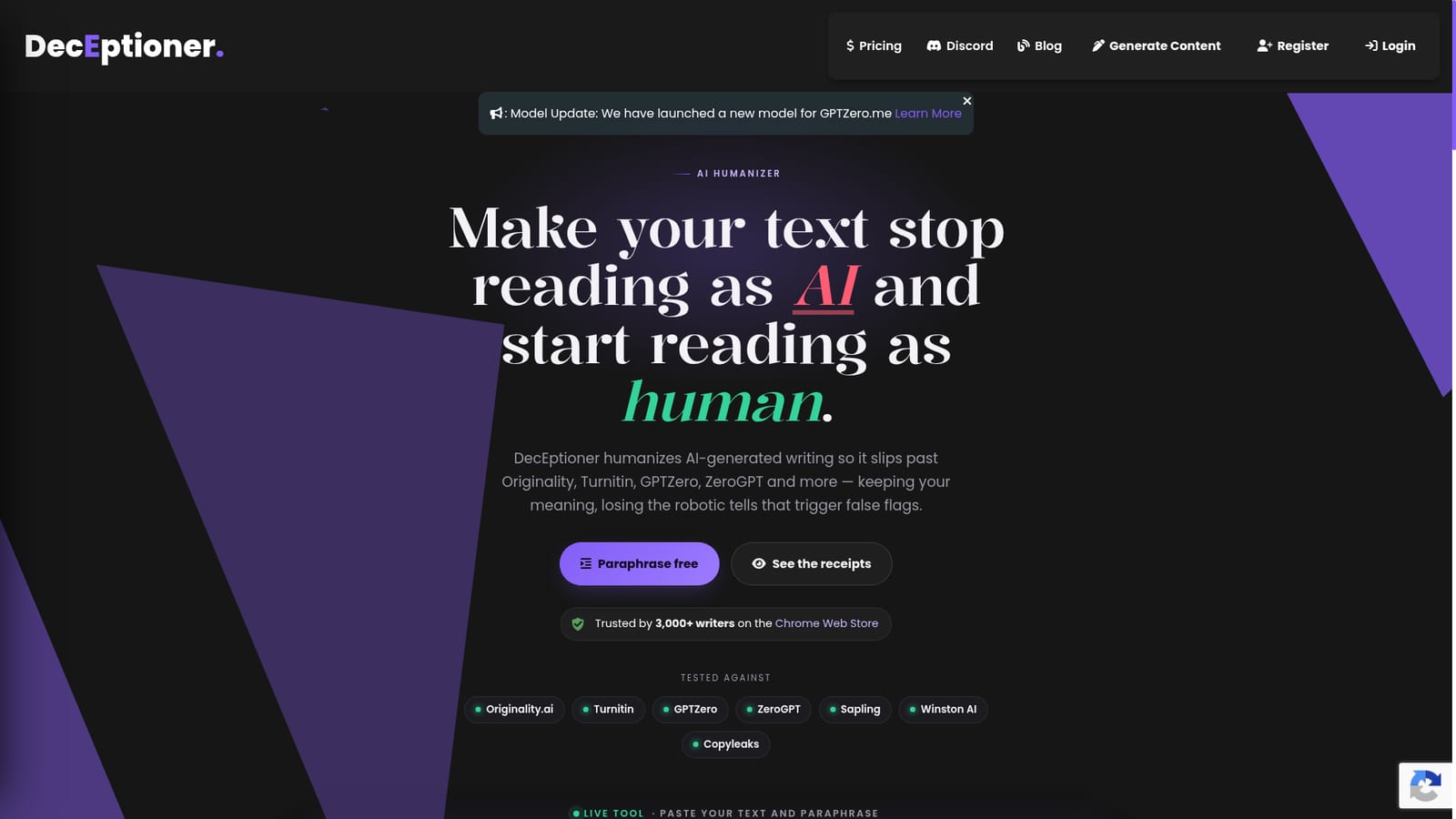 DecEptioner — Open the live paraphrase tool