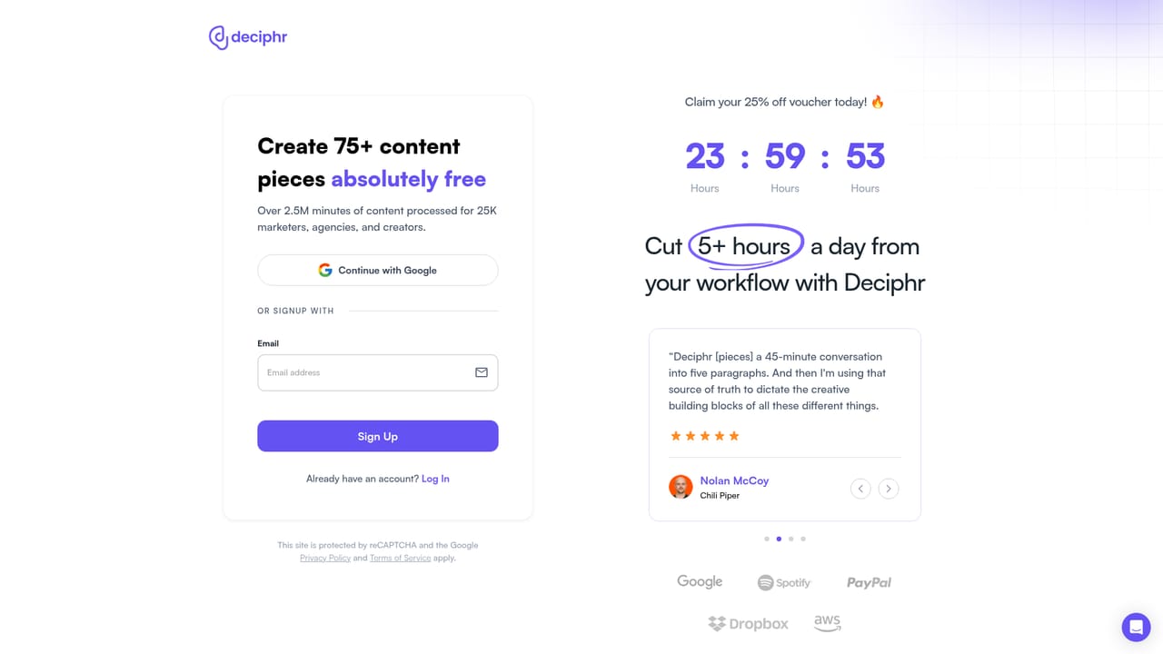 Deciphr AI — Create your account