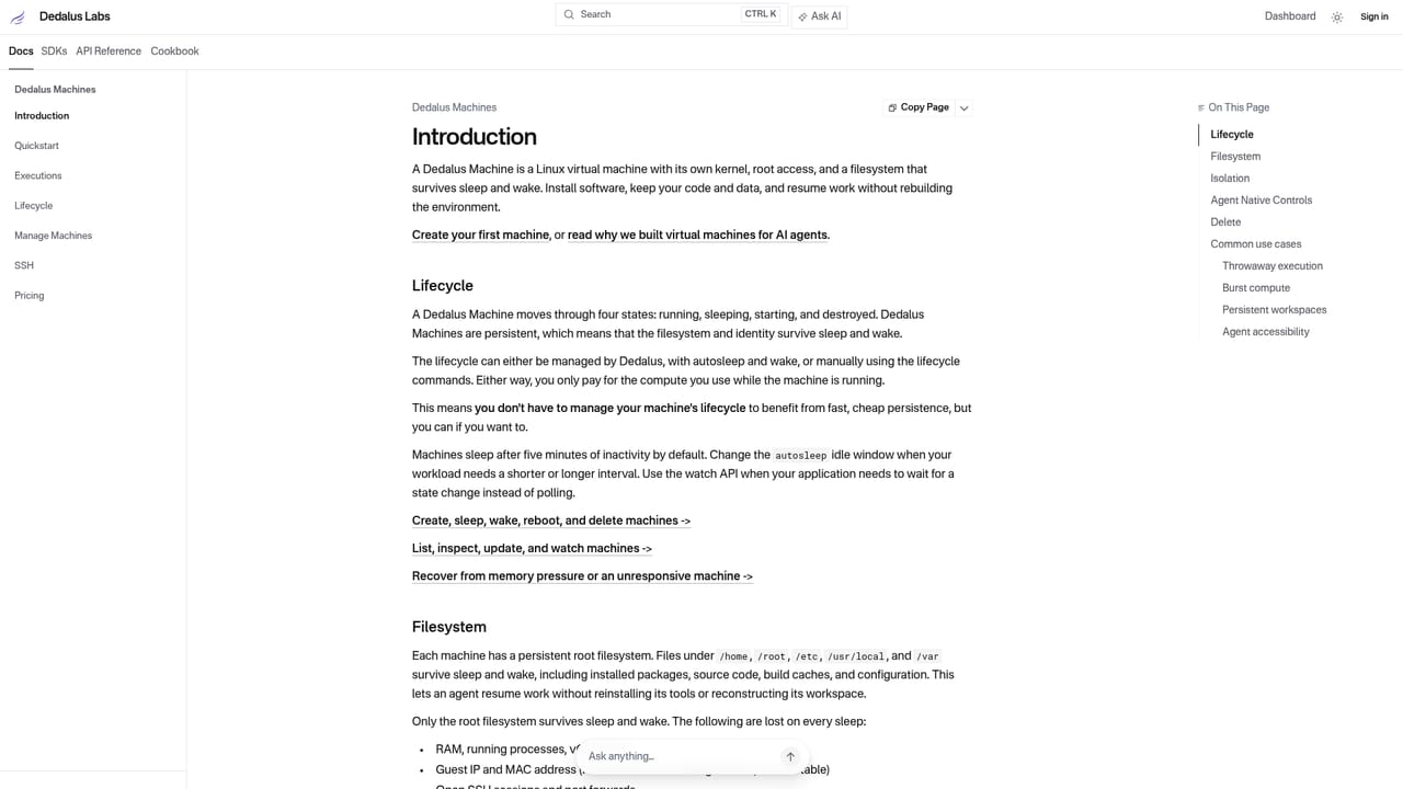 Dedalus Labs — Work through the DCS runtime docs