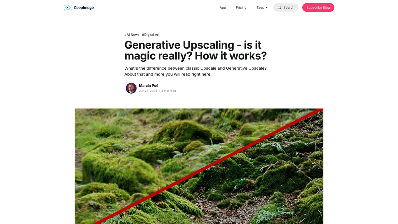 Deep Image — Choose standard or generative upscaling