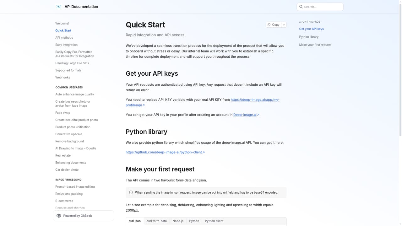 Deep Image — Automate repeat jobs with the API or Zapier