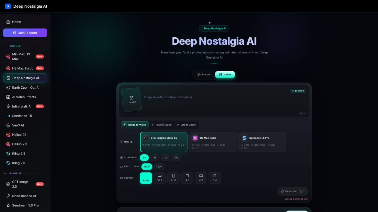 Deep Nostalgia AI — Open the playground