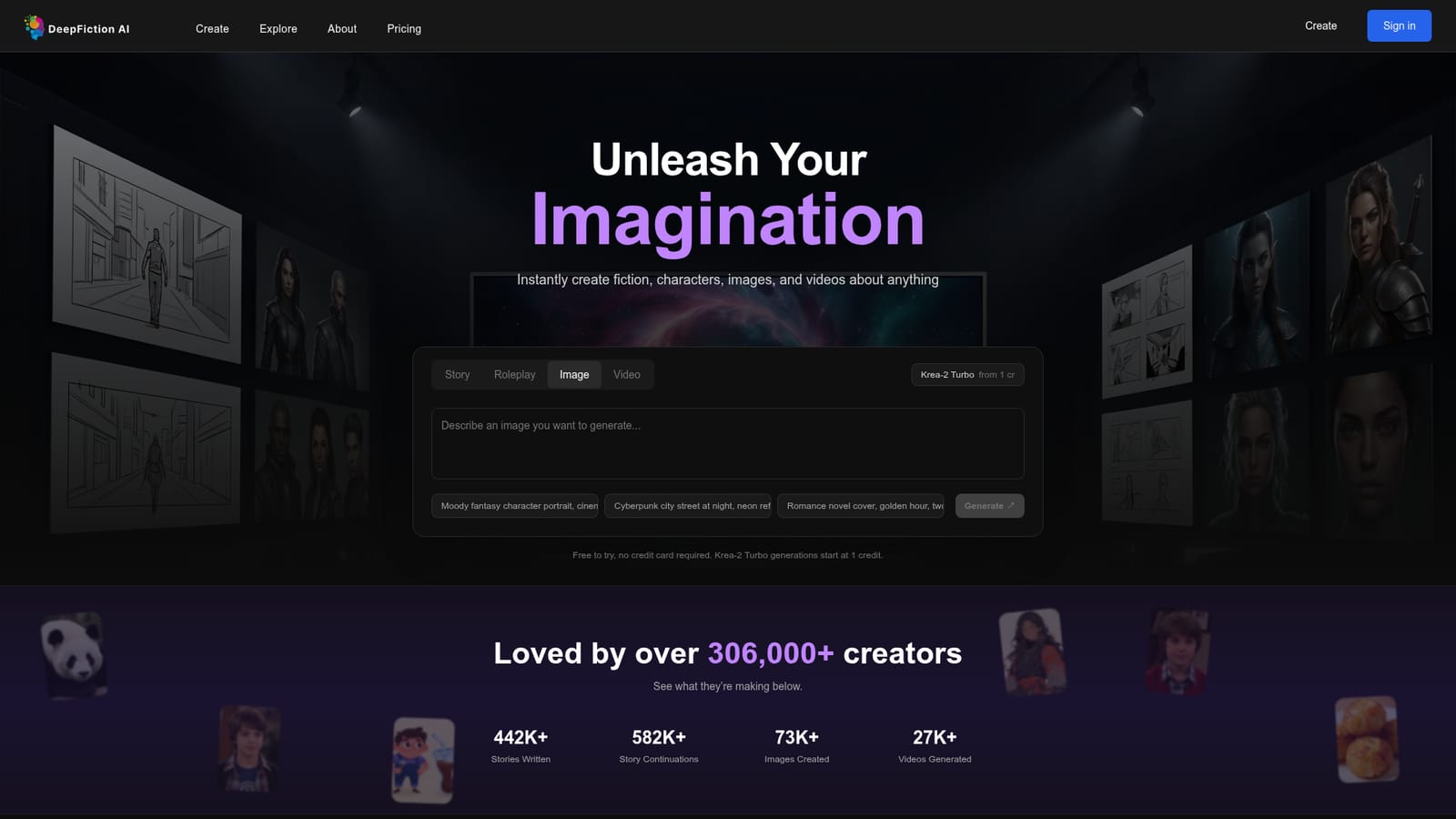 DeepFiction AI — Pick a mode in the studio