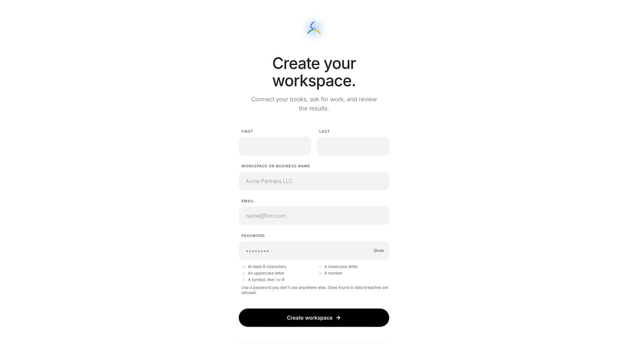 DeepLedger — Start a workspace