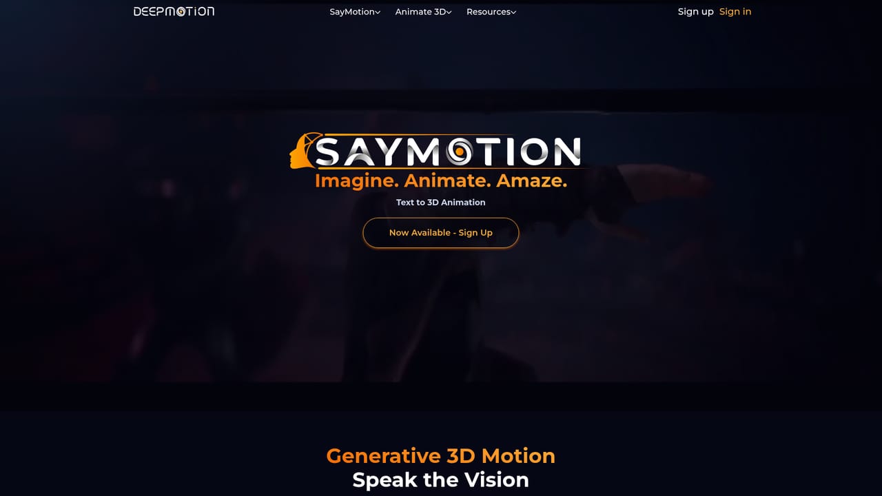 Deepmotion — Try the text to animation route