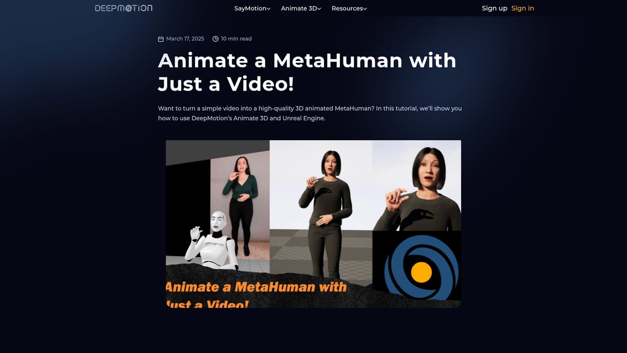 Deepmotion — Retarget the result onto your own character
