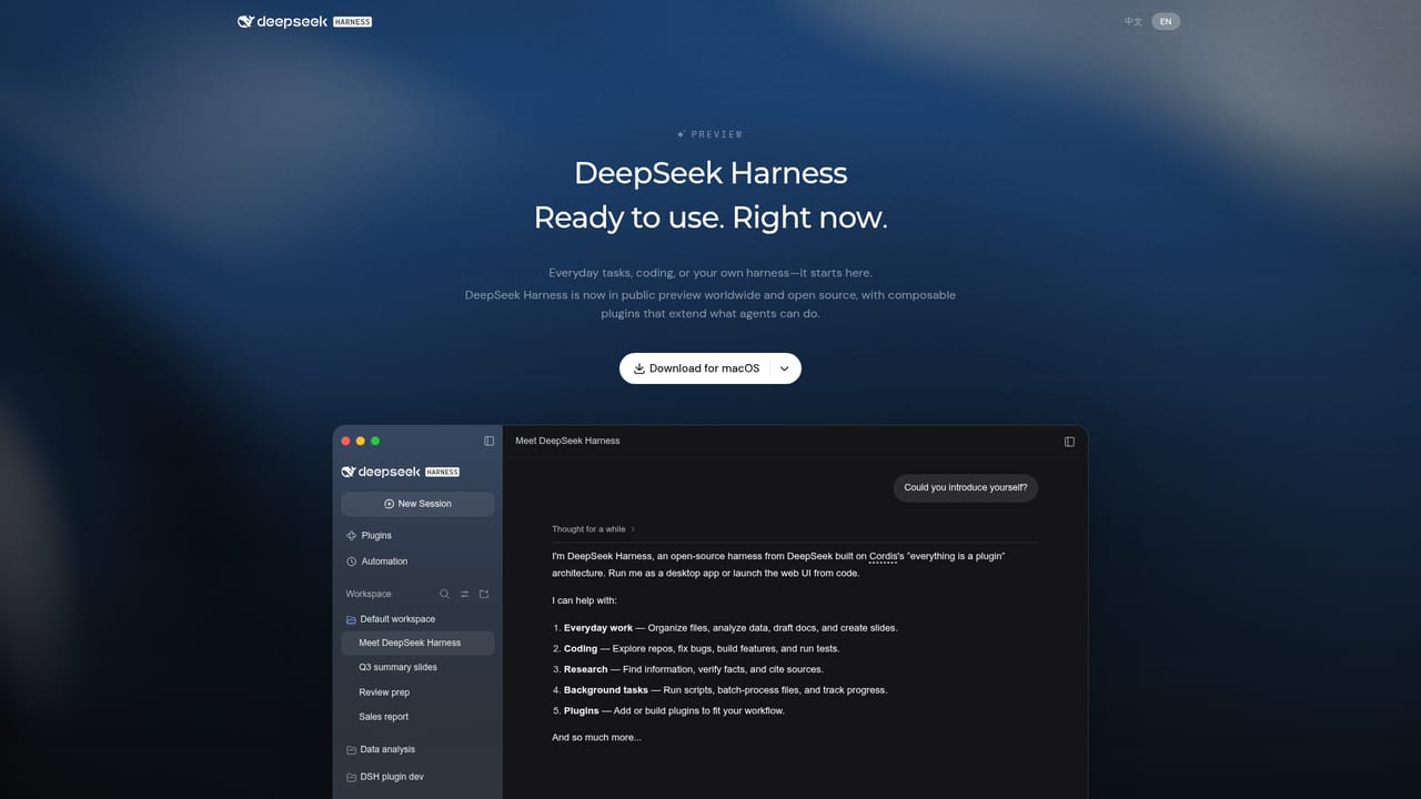 DeepSeek — Install the desktop harness