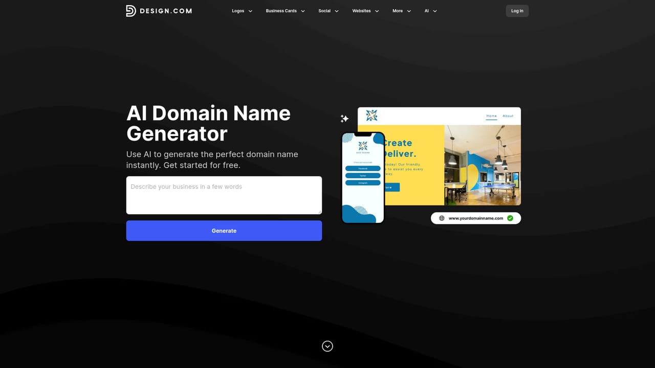 Design.com — Connect a domain and publish
