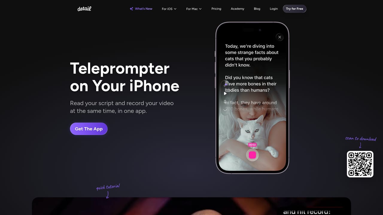 Detail.co — Load a script into the teleprompter