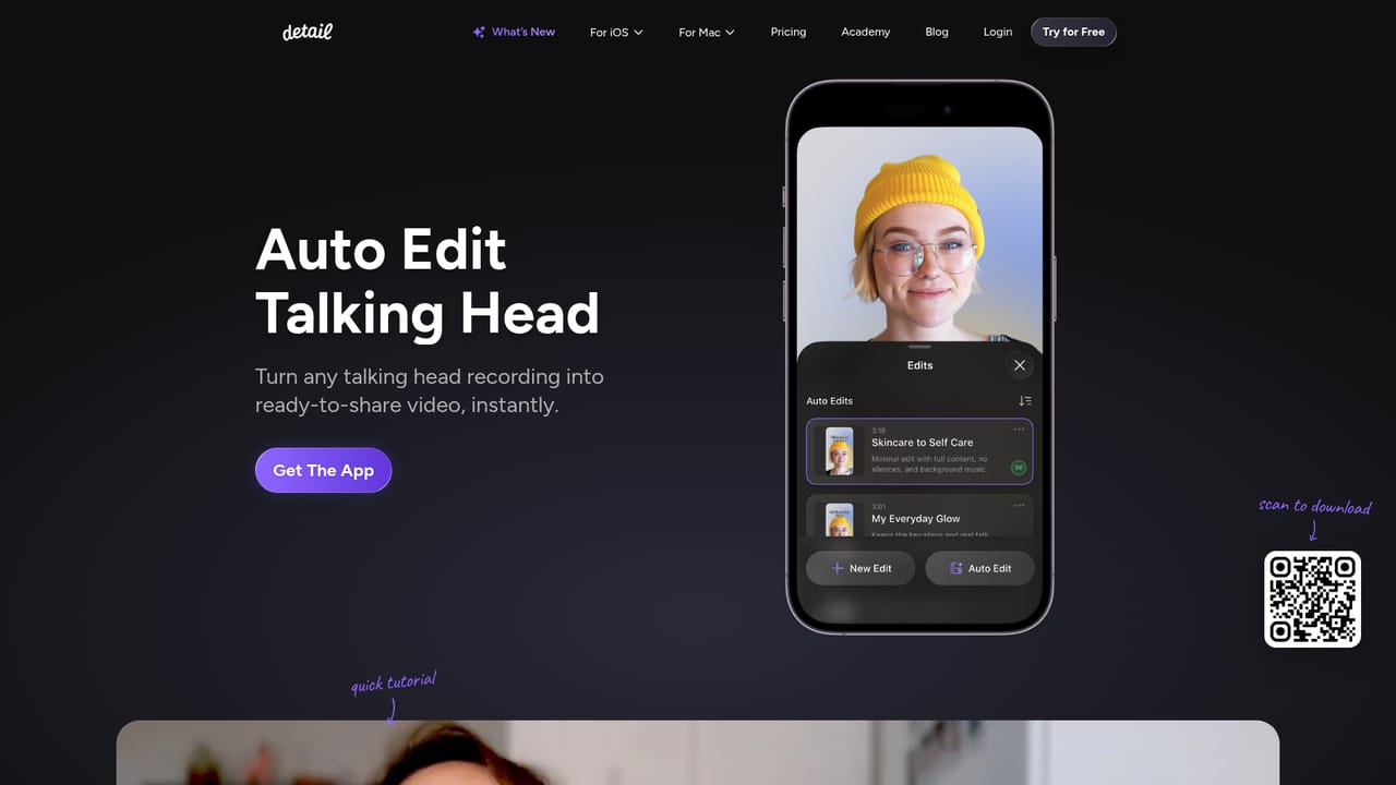 Detail.co — Record the take and run Auto Edit
