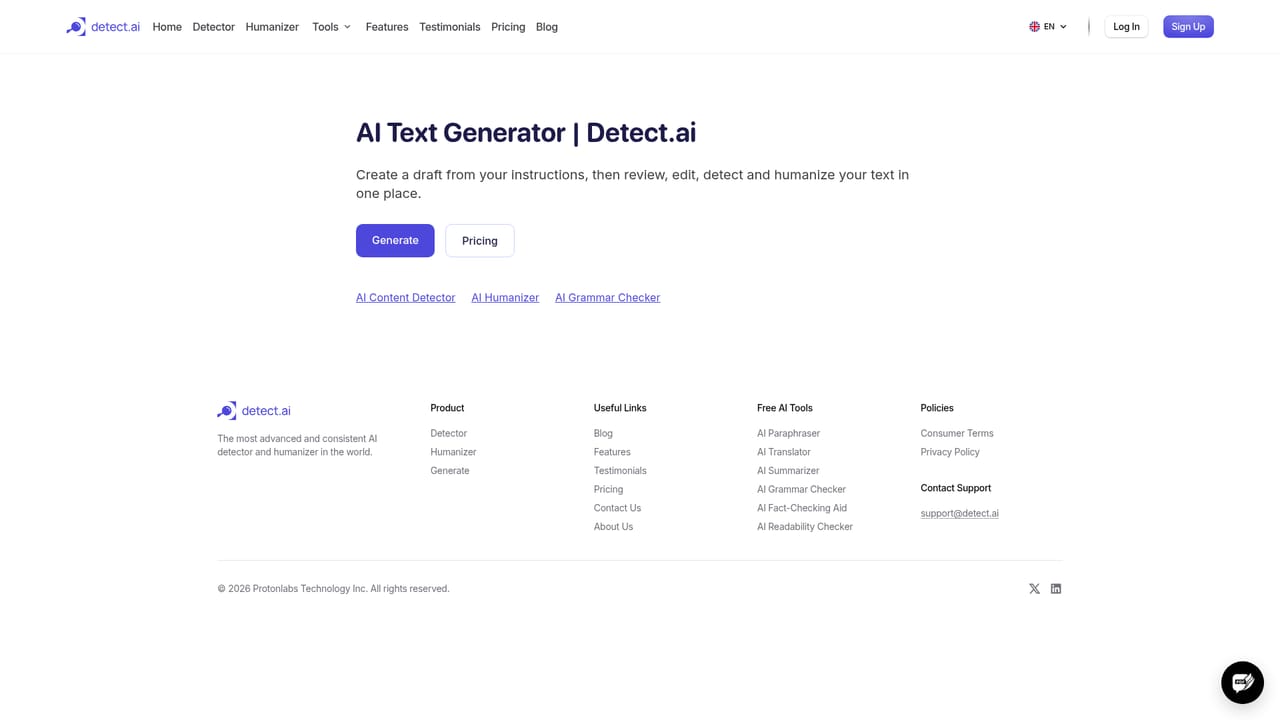 Detect.ai — Draft with the content generator
