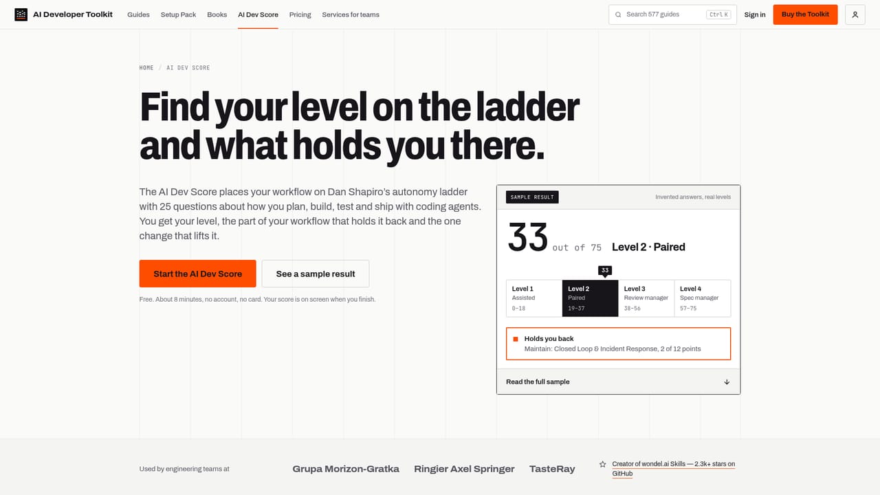 Developer Toolkit — Find your level with the AI Dev Score