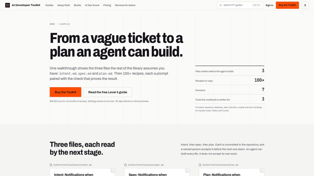 Developer Toolkit — Adopt the spec-first brief chain
