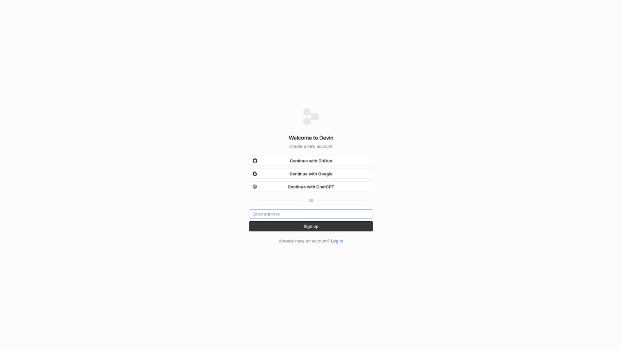 Devin — Create an account