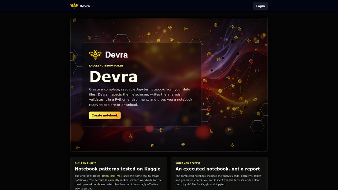 Devra — Open the notebook creator